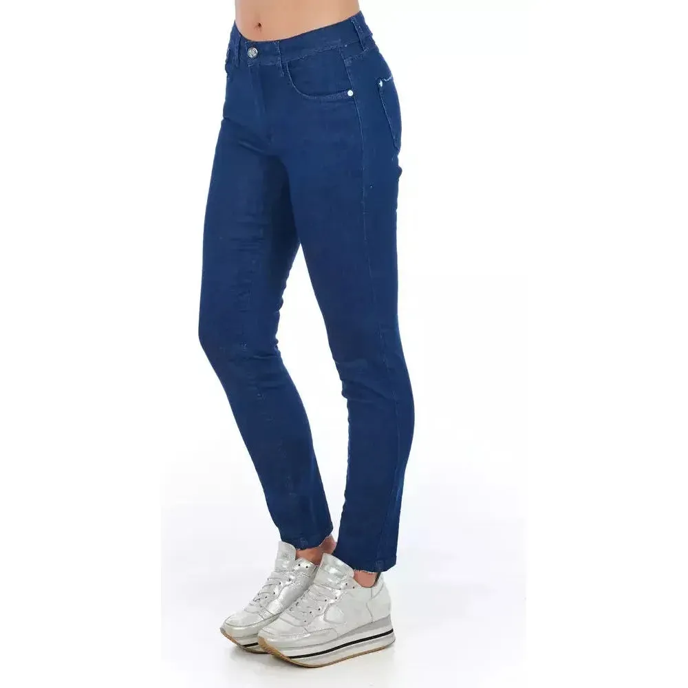 Frankie Morello Blue Cotton Women Skinny Jean