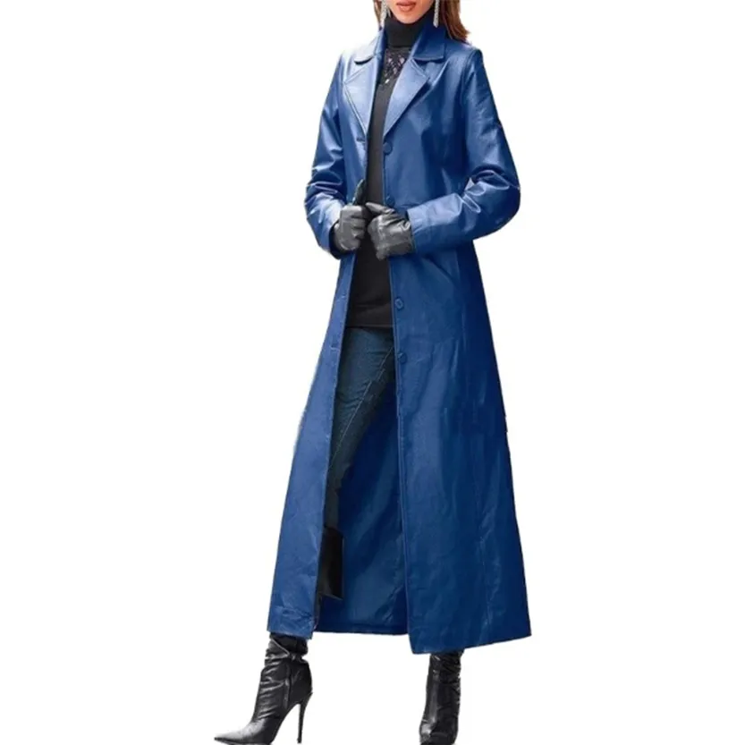 Funki Buys | Jackets | Women's Long Faux Leather Trench Coat