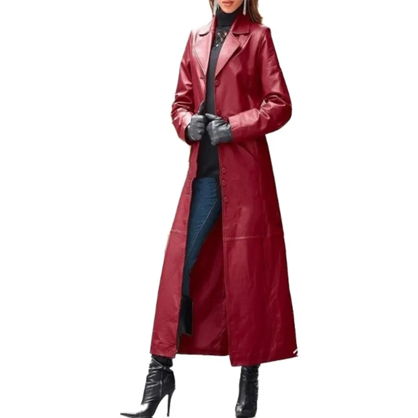 Funki Buys | Jackets | Women's Long Faux Leather Trench Coat