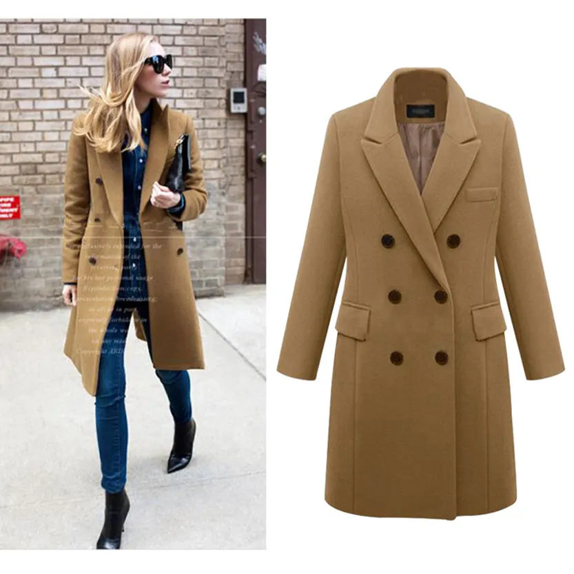 Funki Buys | Jackets | Women's Long Slim Wool Blend Coat