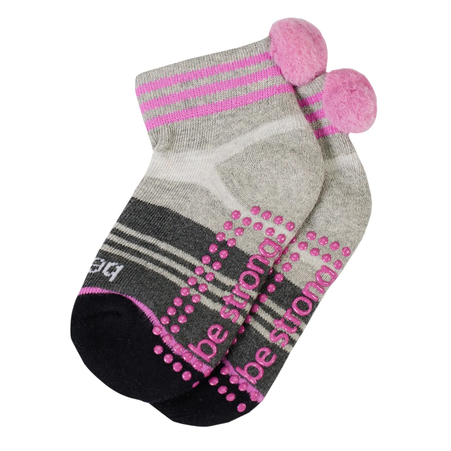 Girls 2 Pack Pom Pom Grip Socks 2T-4T (Annie)