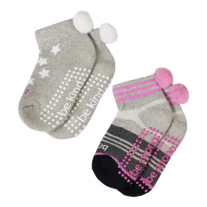 Girls 2 Pack Pom Pom Grip Socks 2T-4T (Annie)