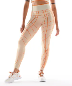 Gymshark Wtflex Linear Seamless Leggings - Pebble Grey/Orange/Coconut White