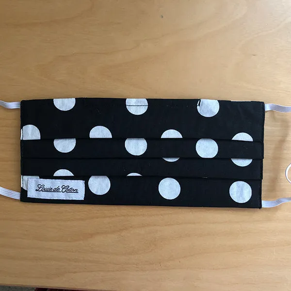 Handmade Cotton Face Mask - Black Polka Dot