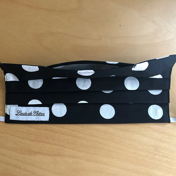 Handmade Cotton Face Mask - Black Polka Dot