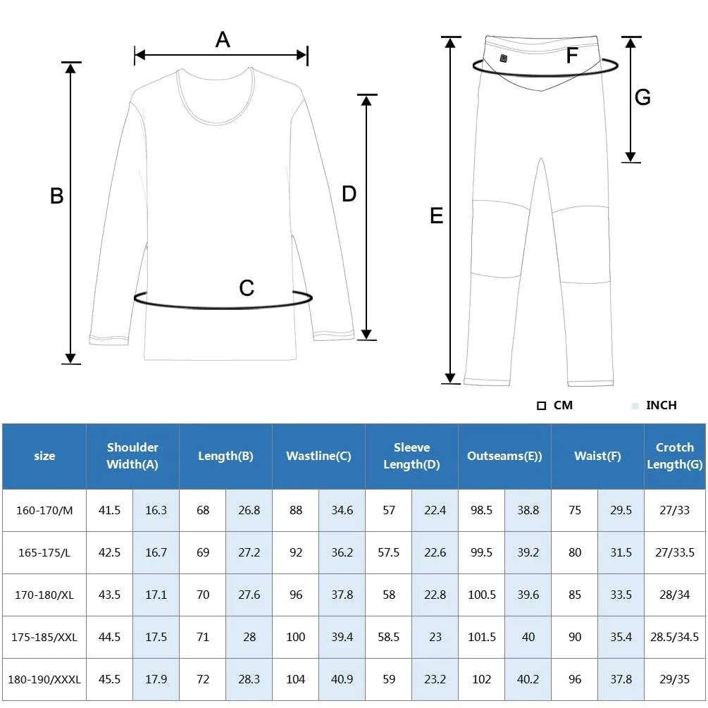 Heated Base Layer for Men's Thermal Underwear and Winter Clothing