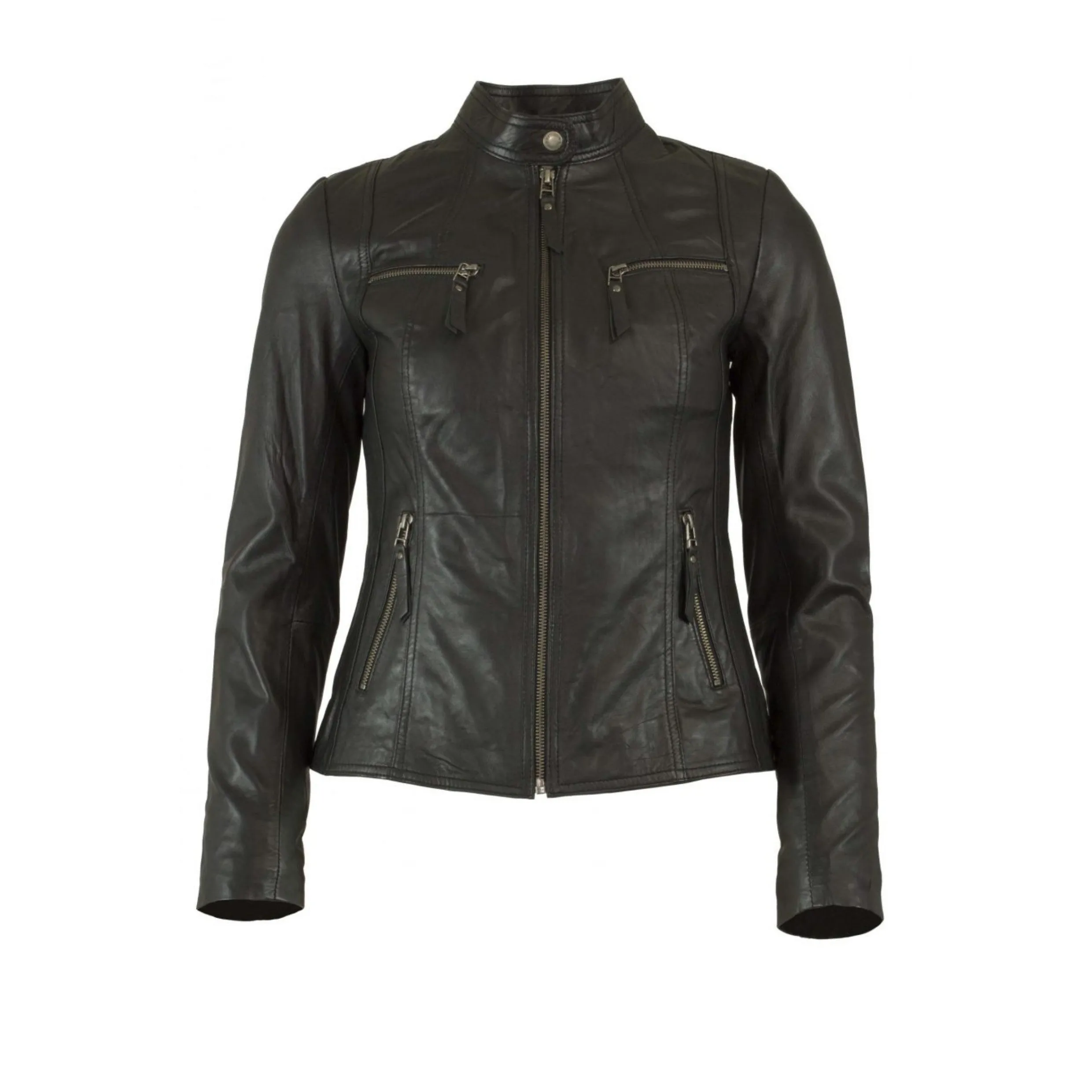 Helium Celine Real Leather Lamb Nappa Biker Jacket Black