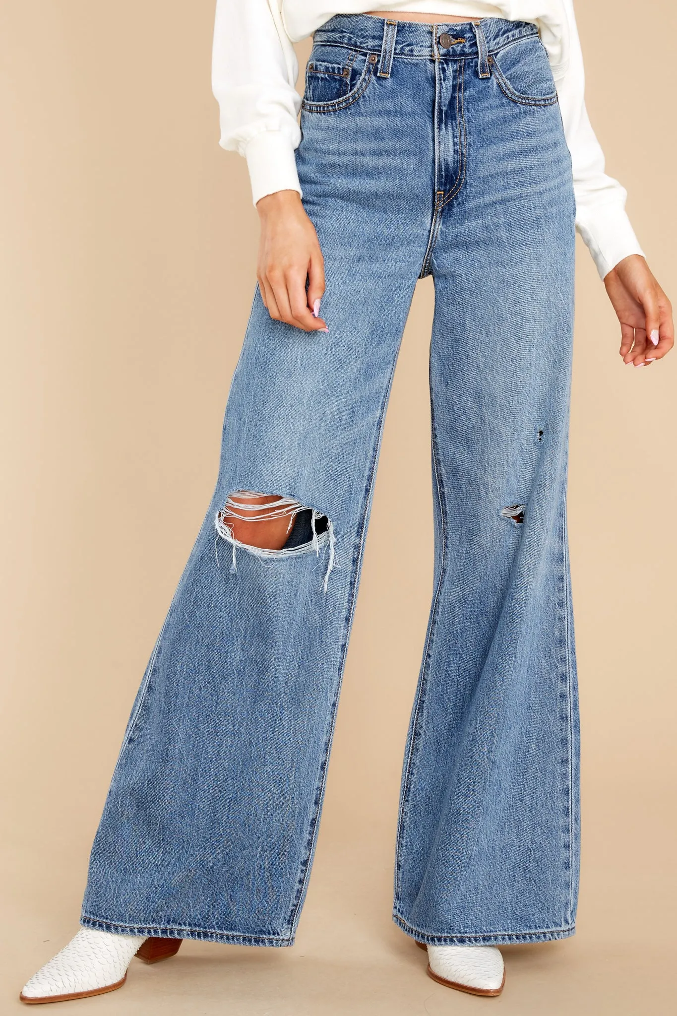 High Loose Flare Jeans In Take Notes