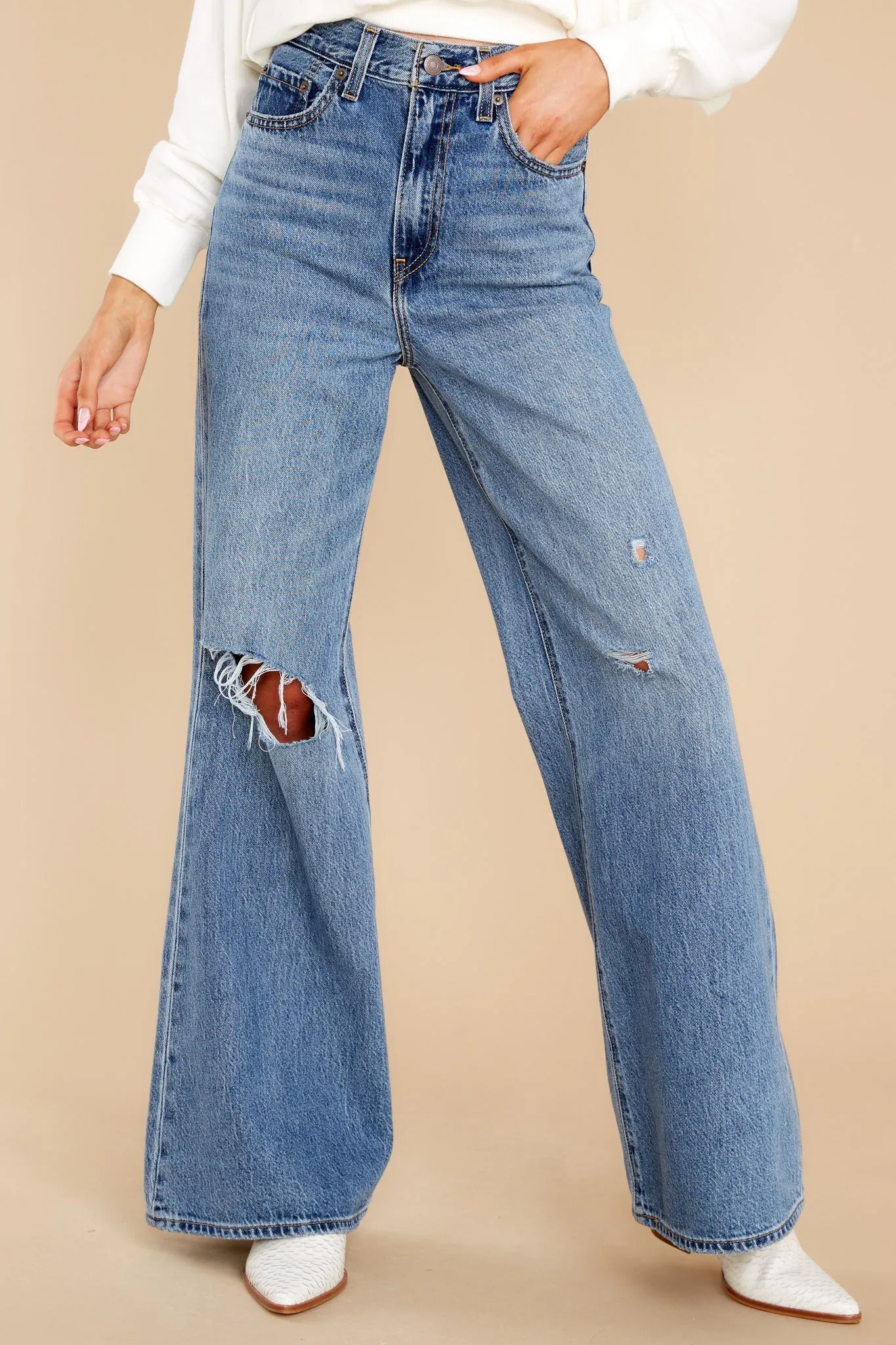 High Loose Flare Jeans In Take Notes