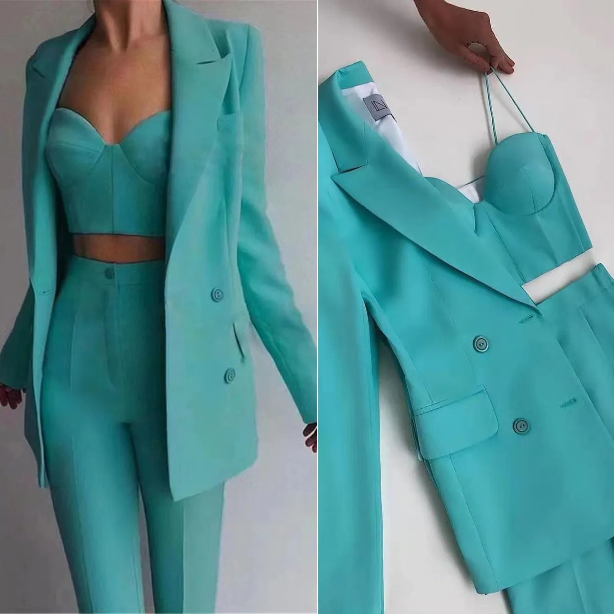 High Quality Casual Office Business Women    plus Bra Pants Blazer Suit Set