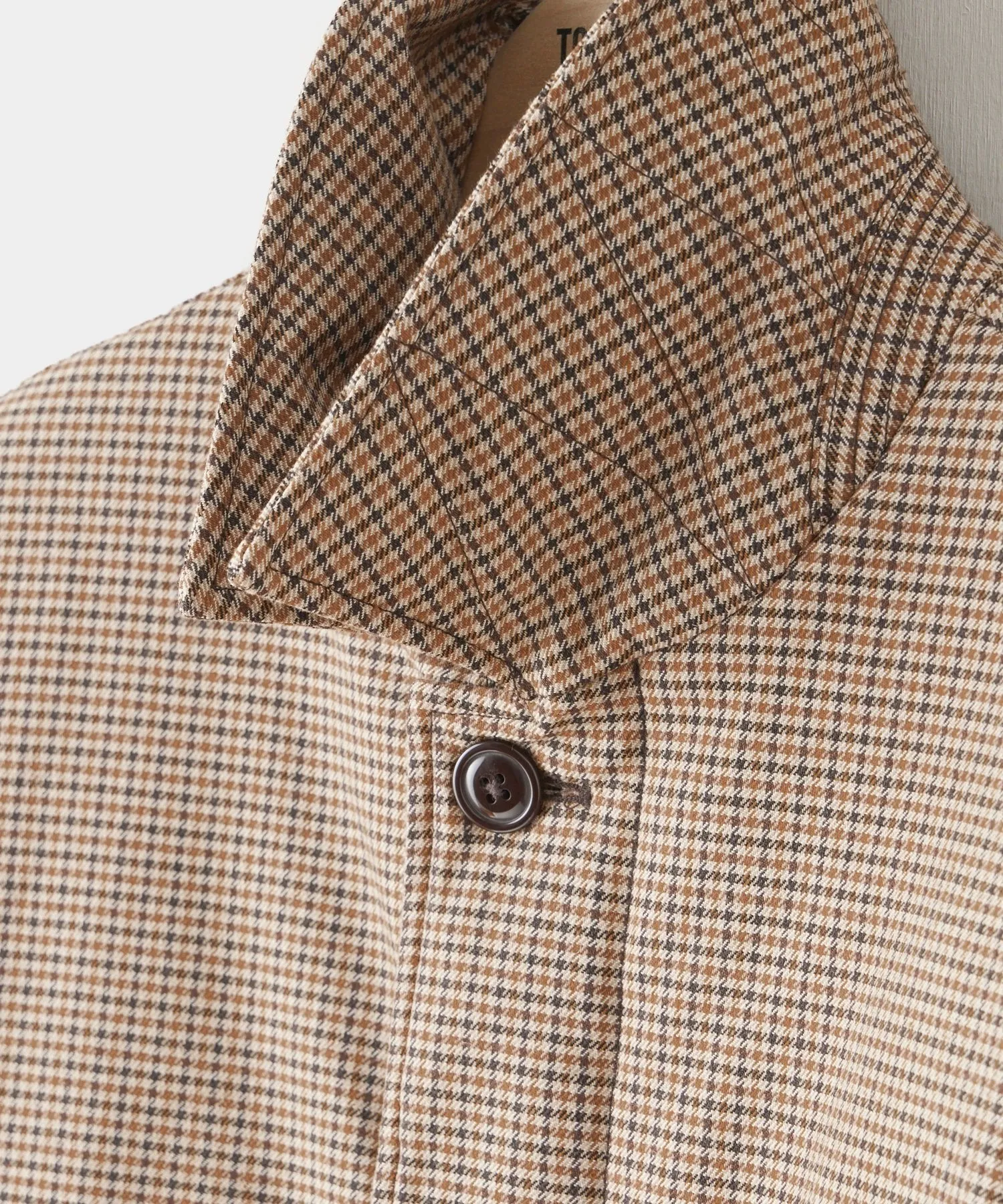 Italian Down Balmacaan in Brown Houndstooth