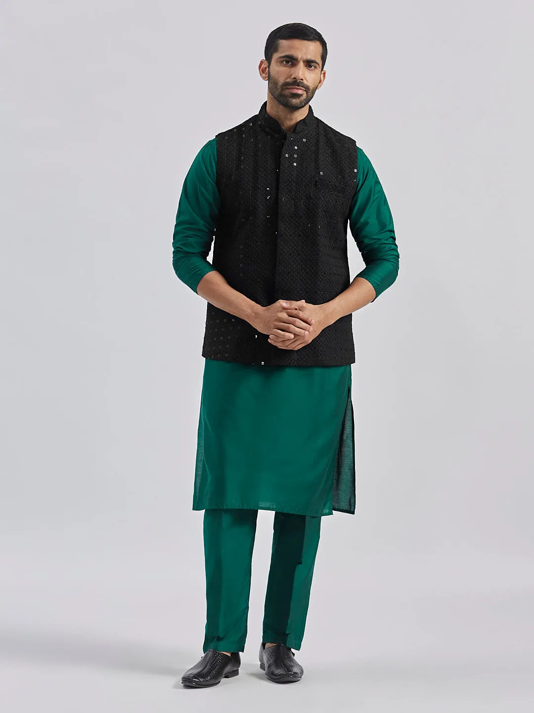 Jashvi Men's Black - Nehru Jacket