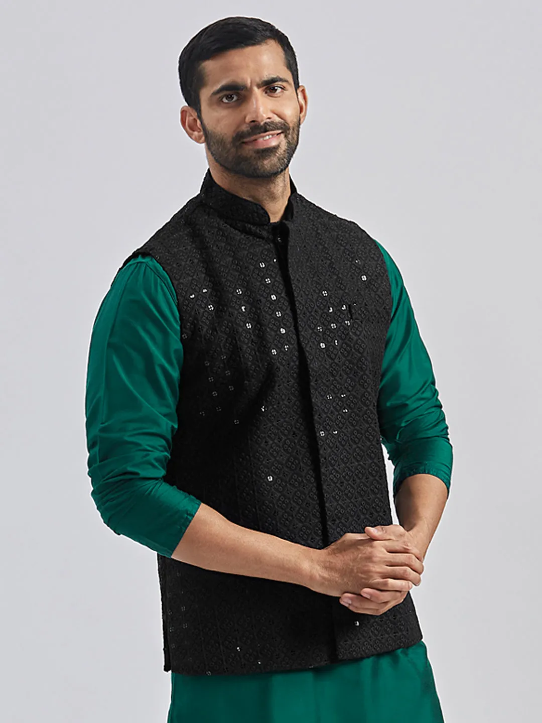 Jashvi Men's Black - Nehru Jacket