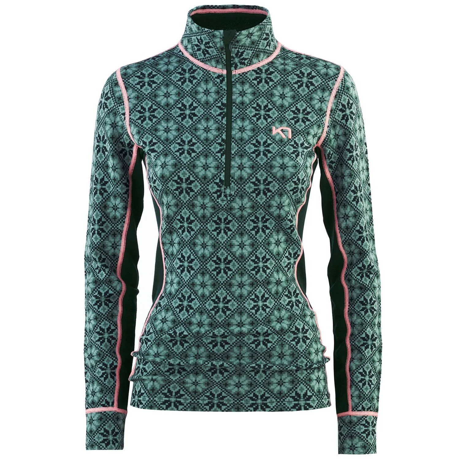 Kari Traa Rose Mid-Zip Top, Green/Blue/Pink