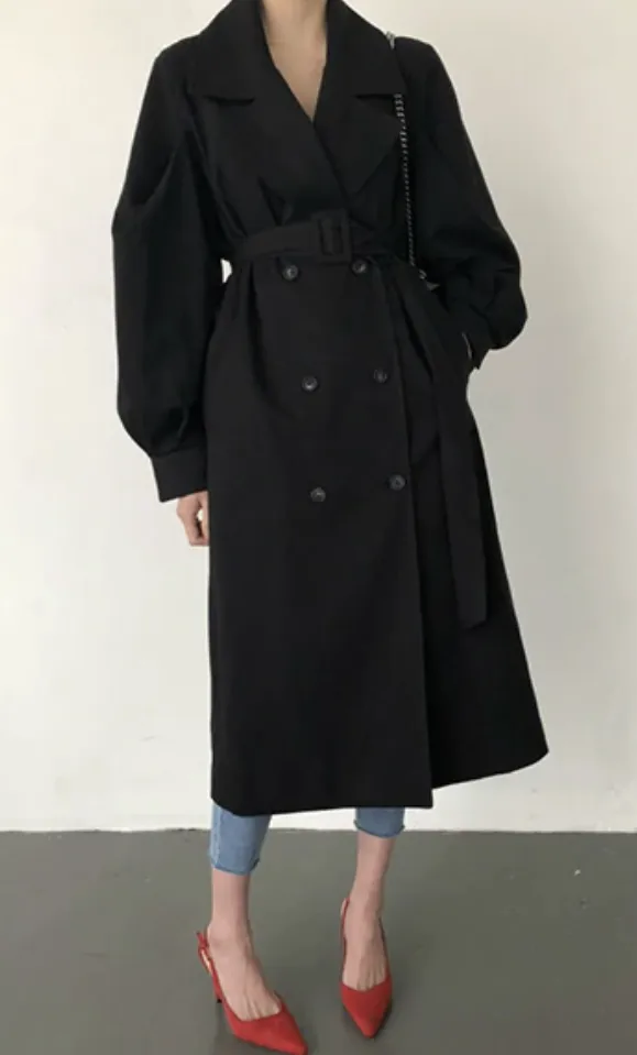 [Korean Style] Freja Voluminous Sleeve Long Trench Coat