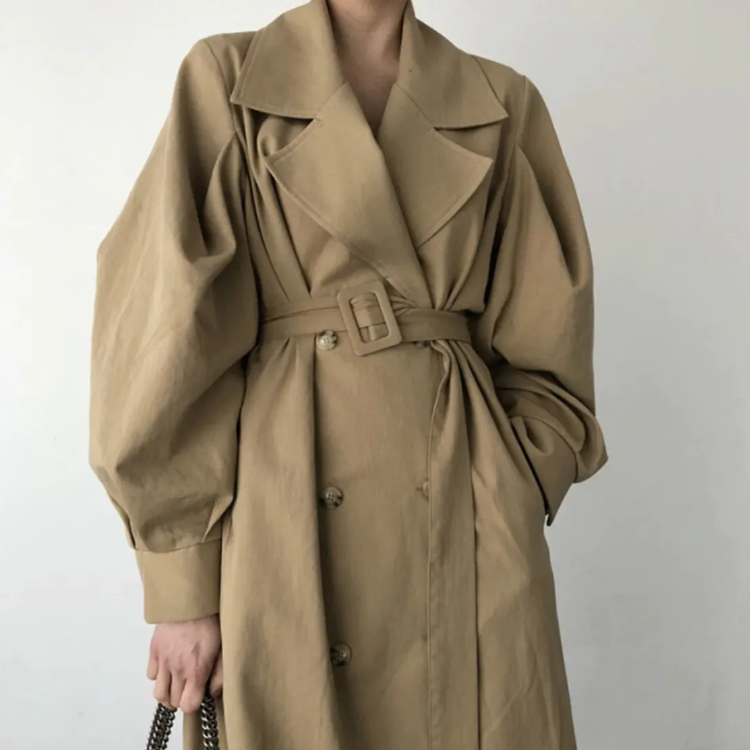 [Korean Style] Freja Voluminous Sleeve Long Trench Coat