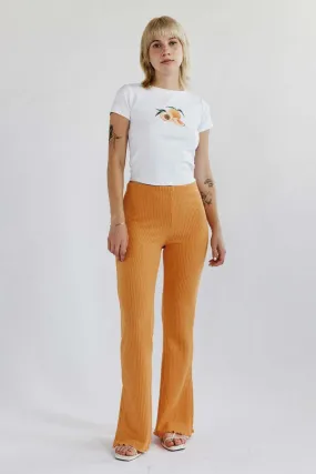 Kylie Button Boot Cut Pants in Orange