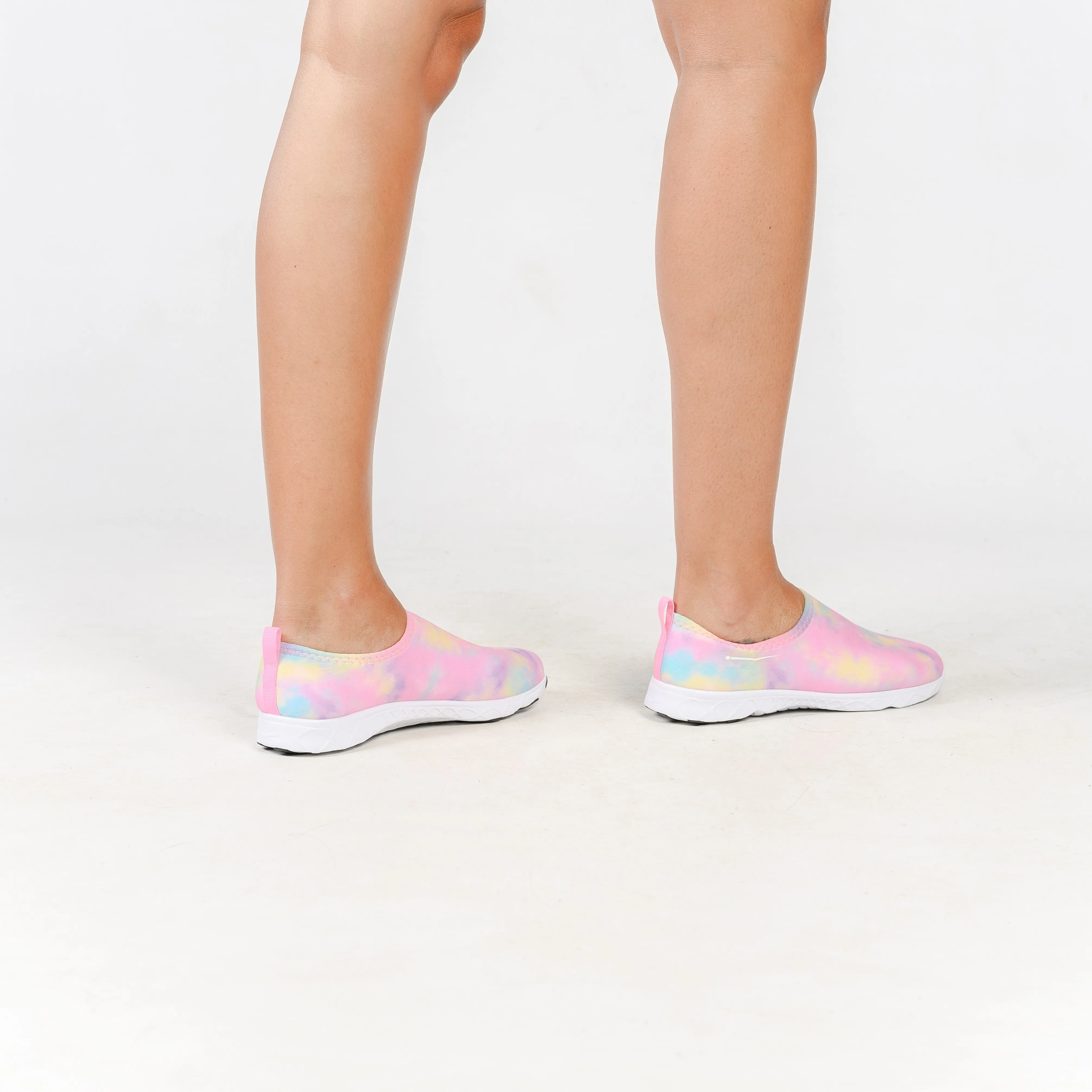 Ladies Aqua Slip-On Pink Tie Dye