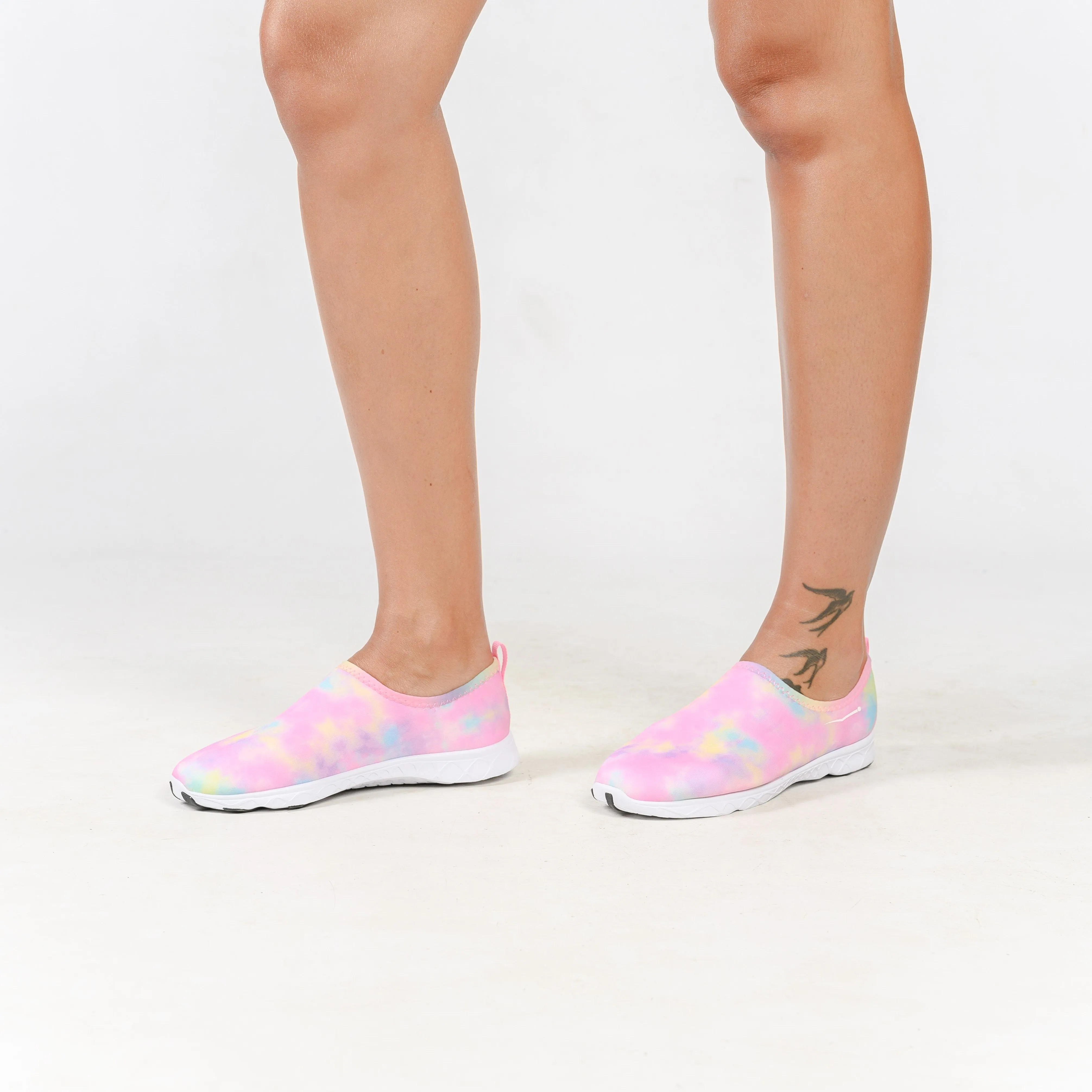 Ladies Aqua Slip-On Pink Tie Dye