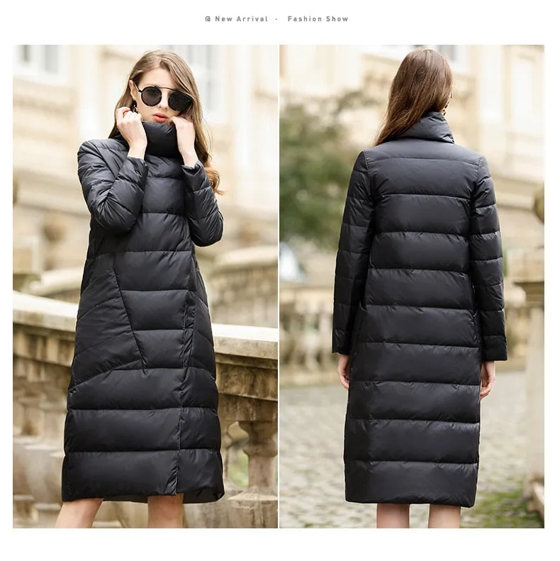 Ladies Down Jacket | Long Puffer Coat | Double Sided Parka