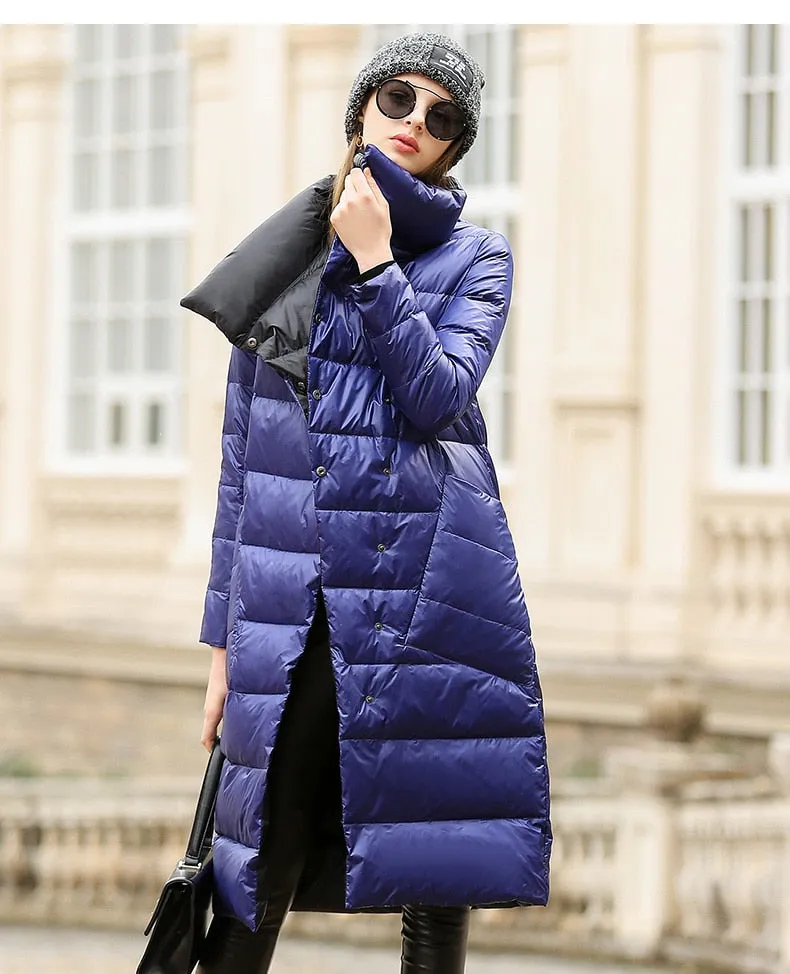 Ladies Down Jacket | Long Puffer Coat | Double Sided Parka