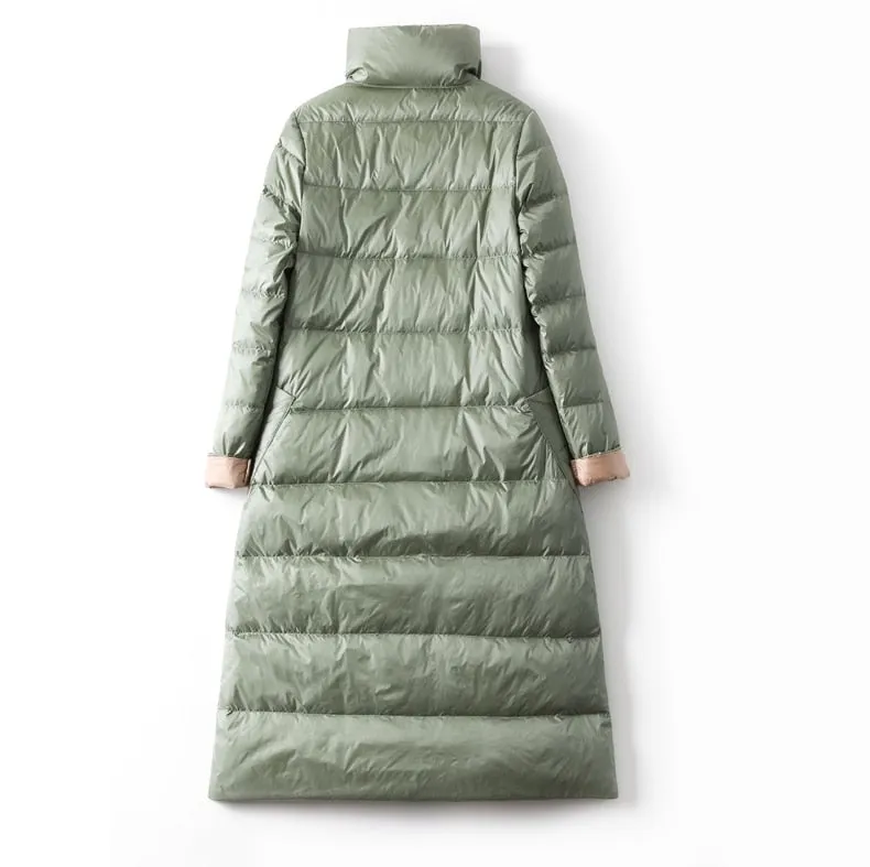 Ladies Down Jacket | Long Puffer Coat | Double Sided Parka