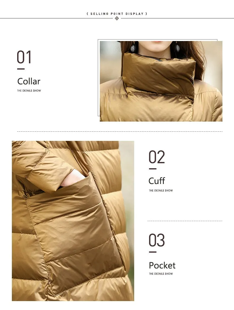 Ladies Down Jacket | Long Puffer Coat | Double Sided Parka