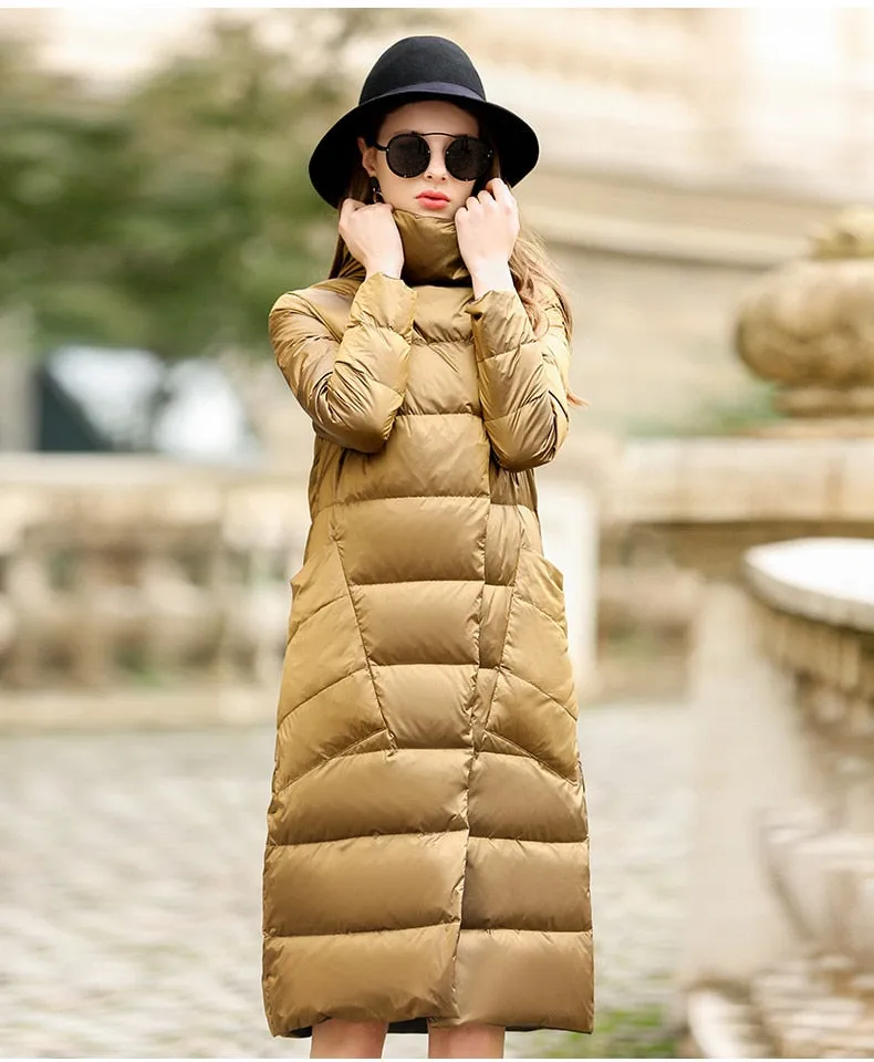 Ladies Down Jacket | Long Puffer Coat | Double Sided Parka