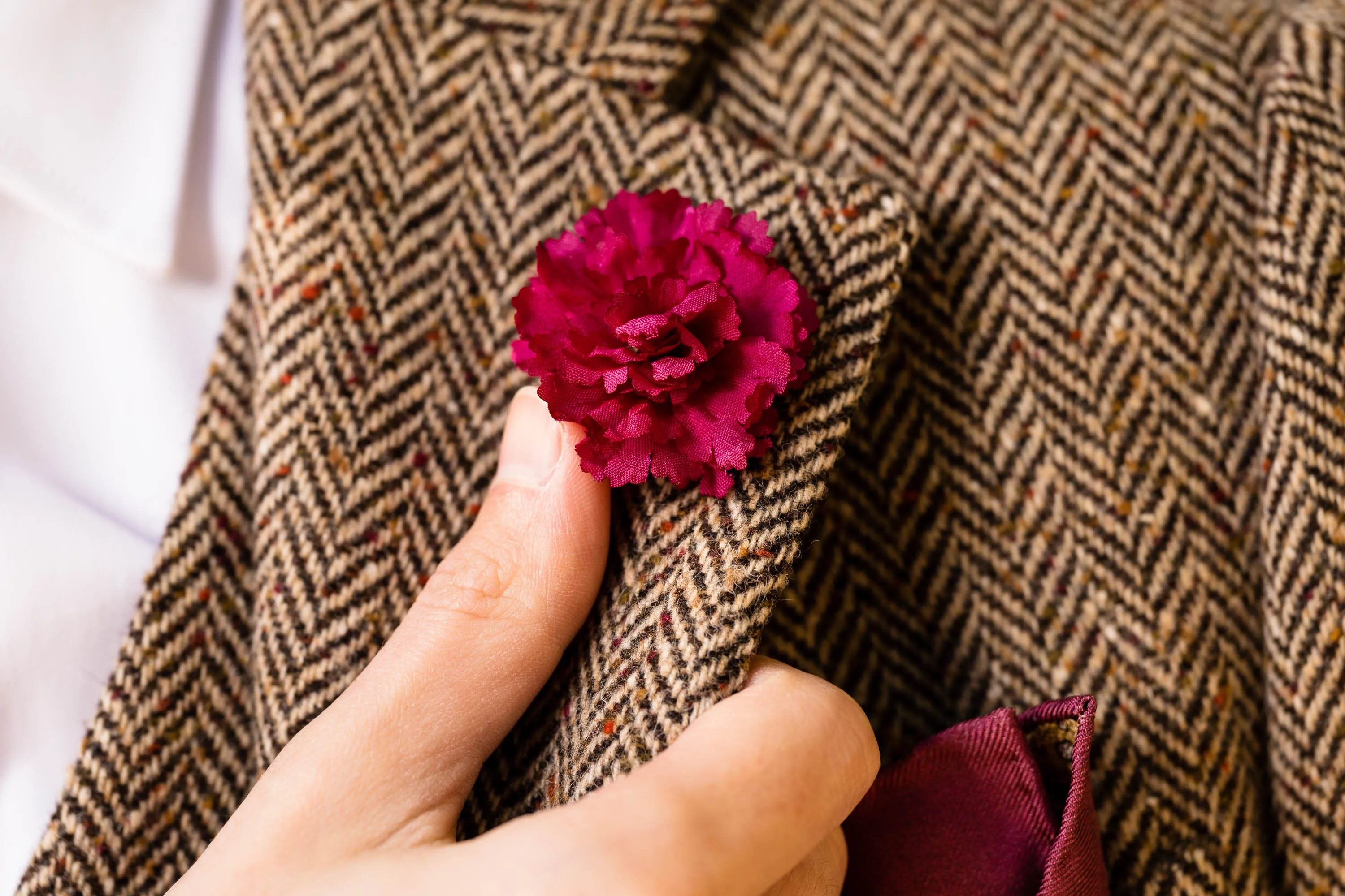 Life-Sized Dark Red Carnation Boutonnière Flower