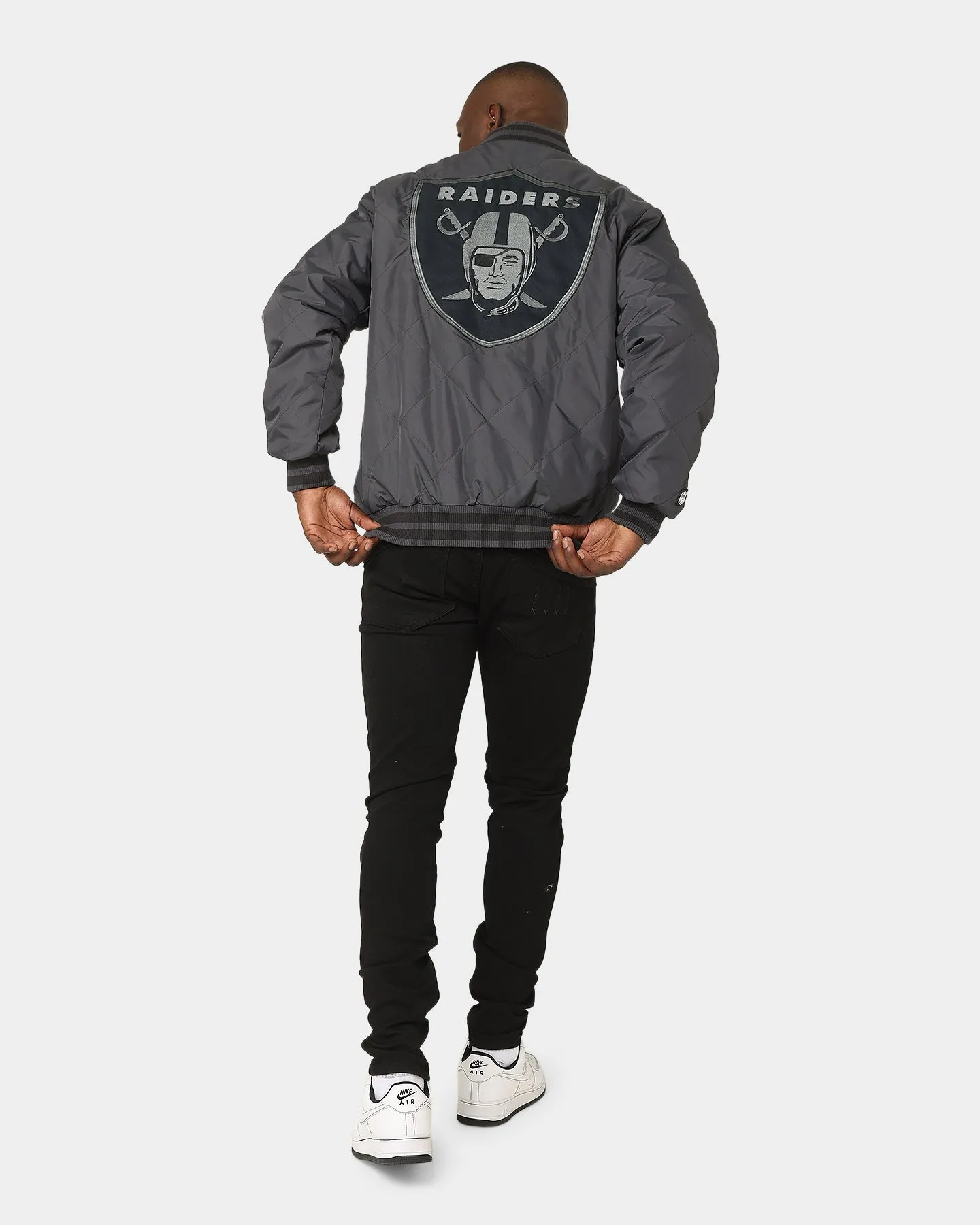 Majestic Athletic Las Vegas Raiders Tonals Quilt Varsity Jacket Gunmetal