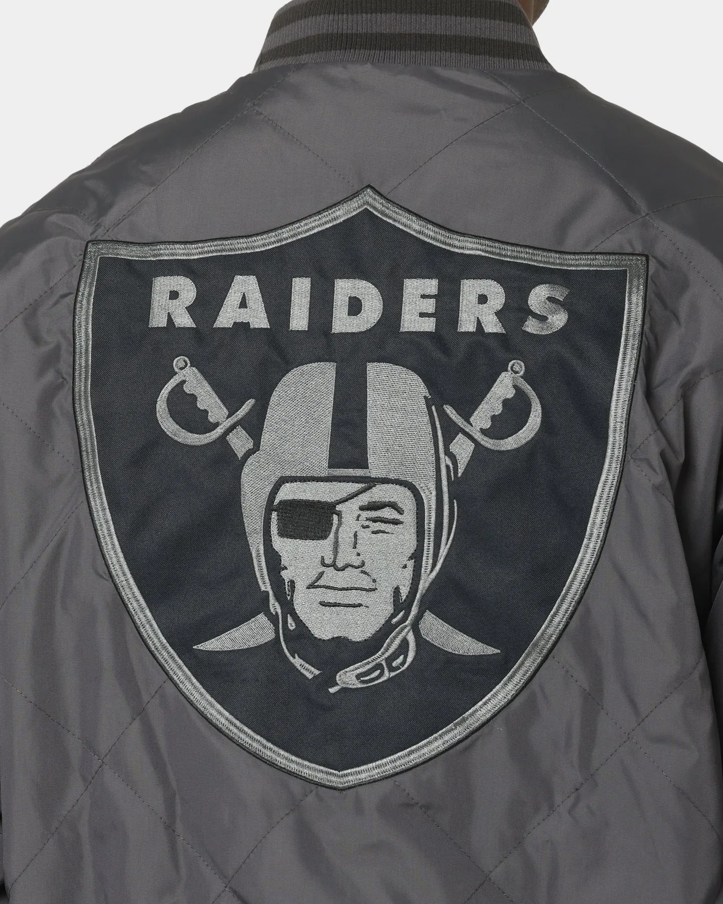 Majestic Athletic Las Vegas Raiders Tonals Quilt Varsity Jacket Gunmetal