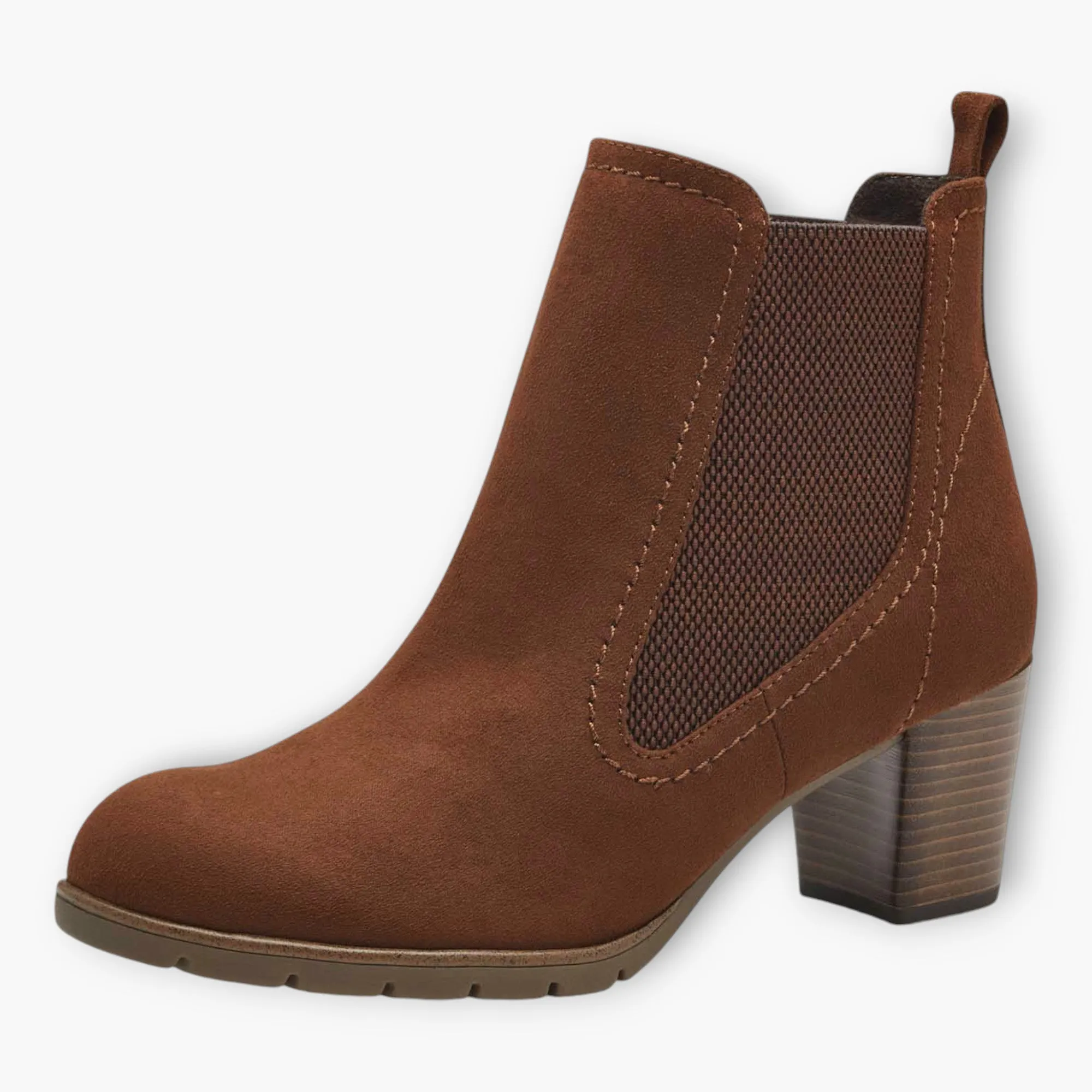 Marco Tozzi Block Heel Chelsea Boots in Brown