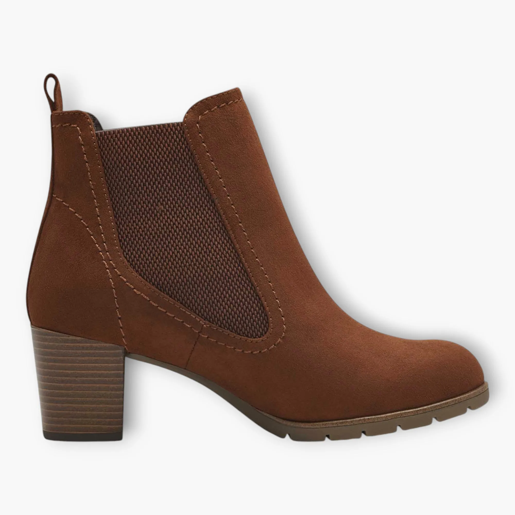 Marco Tozzi Block Heel Chelsea Boots in Brown