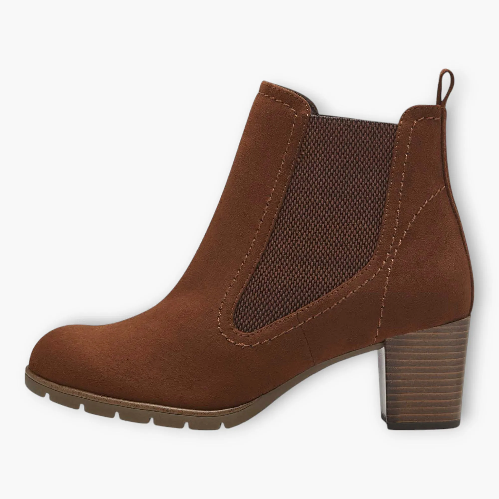 Marco Tozzi Block Heel Chelsea Boots in Brown