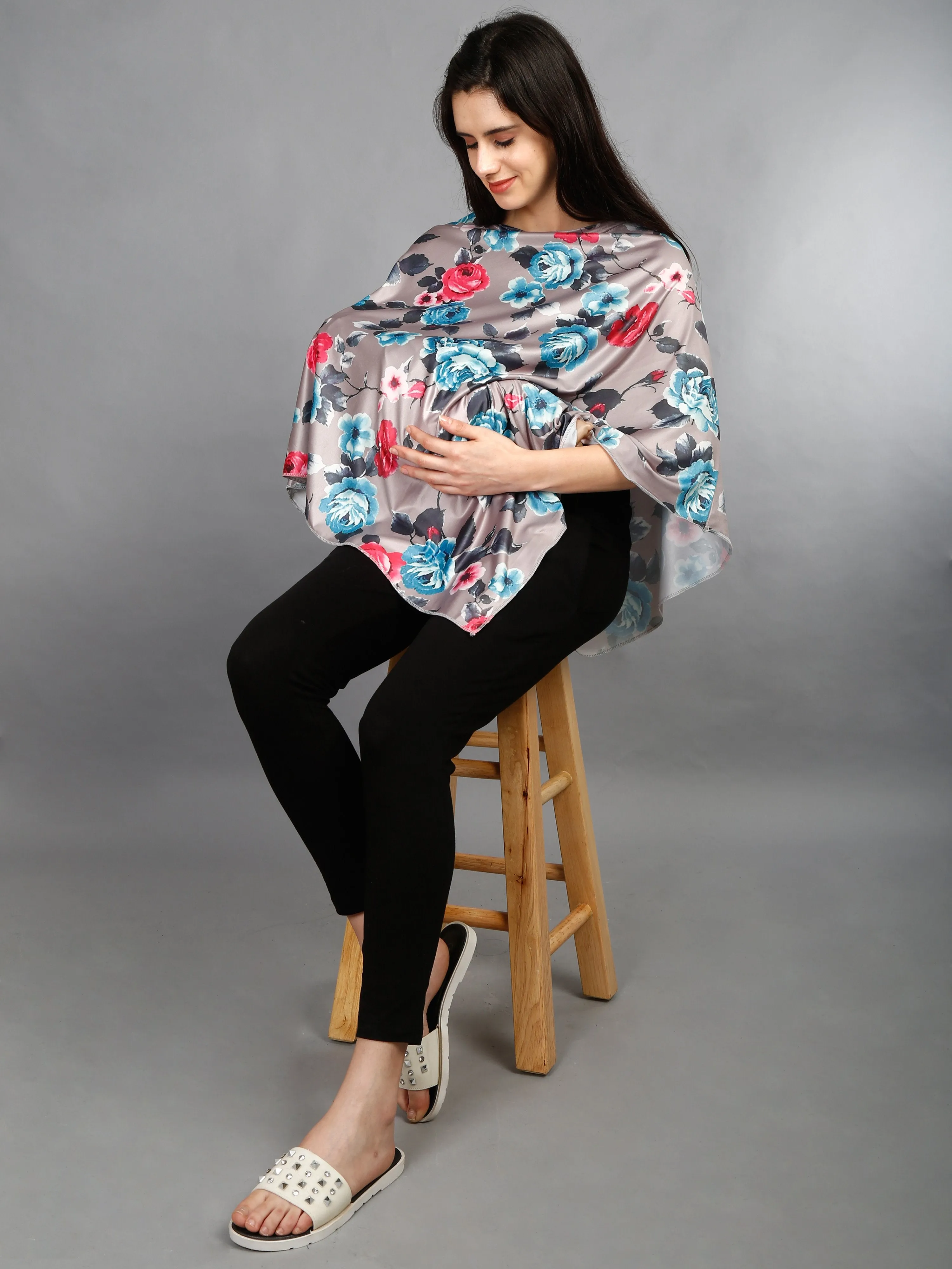 Maternity and Nursing Wear- Floral Grey