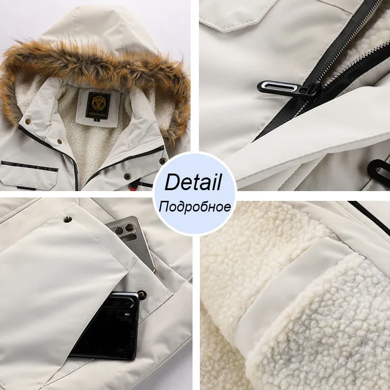 Men winter jacket Thick Windbreaker Coat Parkas Fur Collar Detachable Hooded Waterproof outdoor jacket