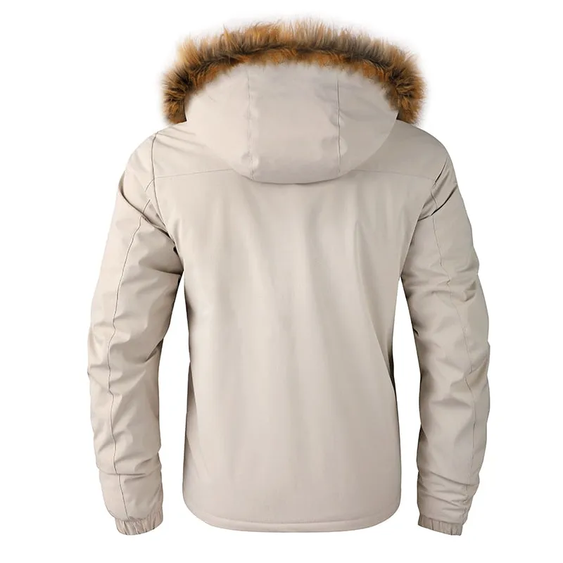 Men winter jacket Thick Windbreaker Coat Parkas Fur Collar Detachable Hooded Waterproof outdoor jacket