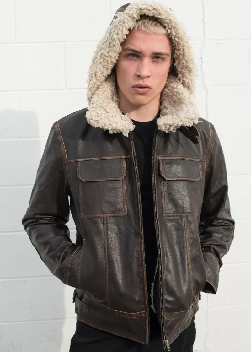 Men's Aviator Hoth Shearling Bomber Brown Han Solo Jacket