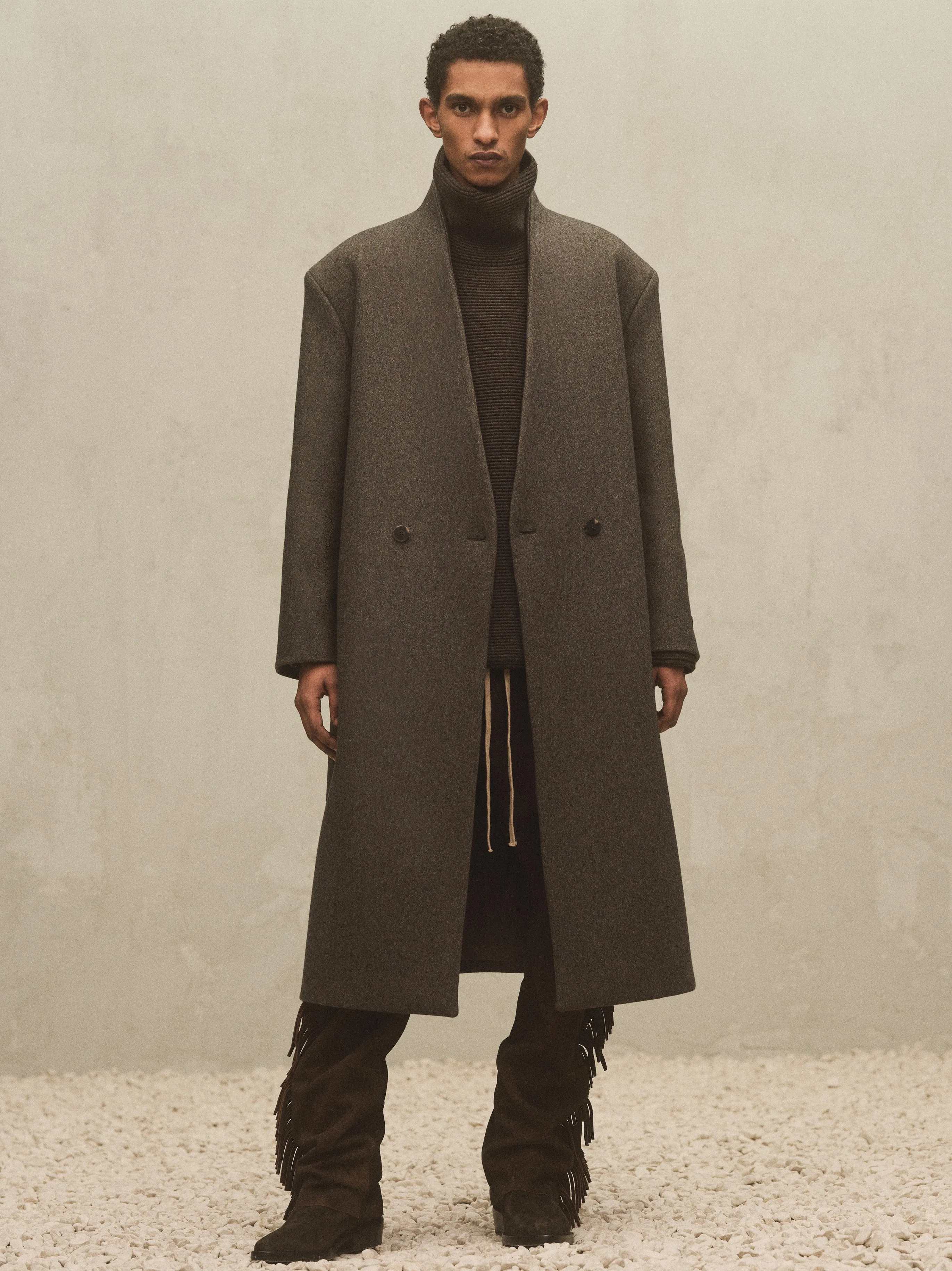 Military Wool Lapelless Coat