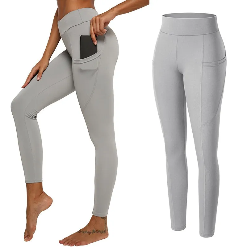 MISS MOLY   Ankle Length Mid-Waist Push-up Fitness Leggings with Pocket