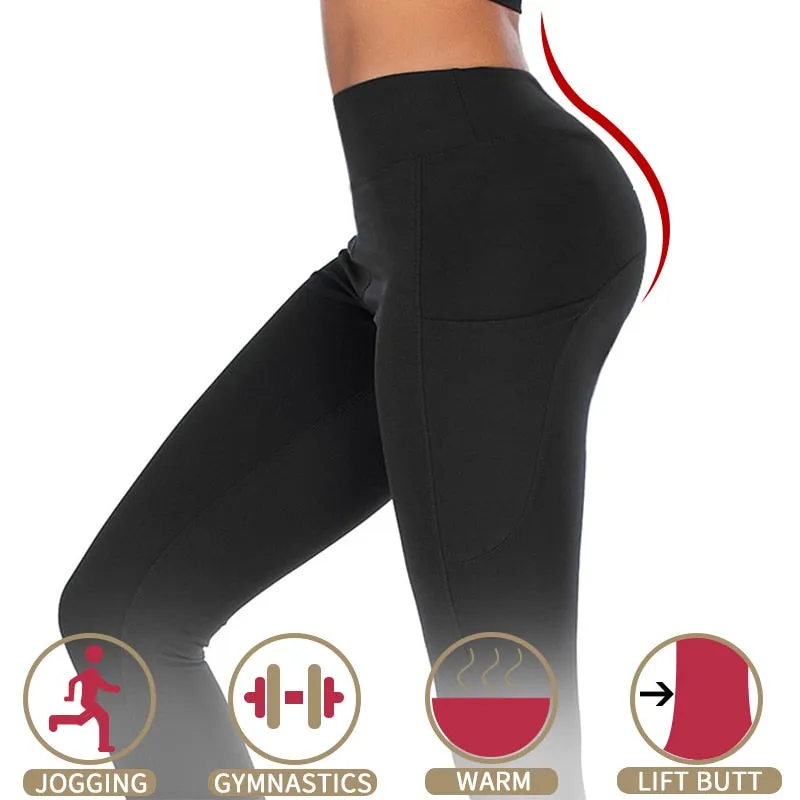 MISS MOLY   Ankle Length Mid-Waist Push-up Fitness Leggings with Pocket