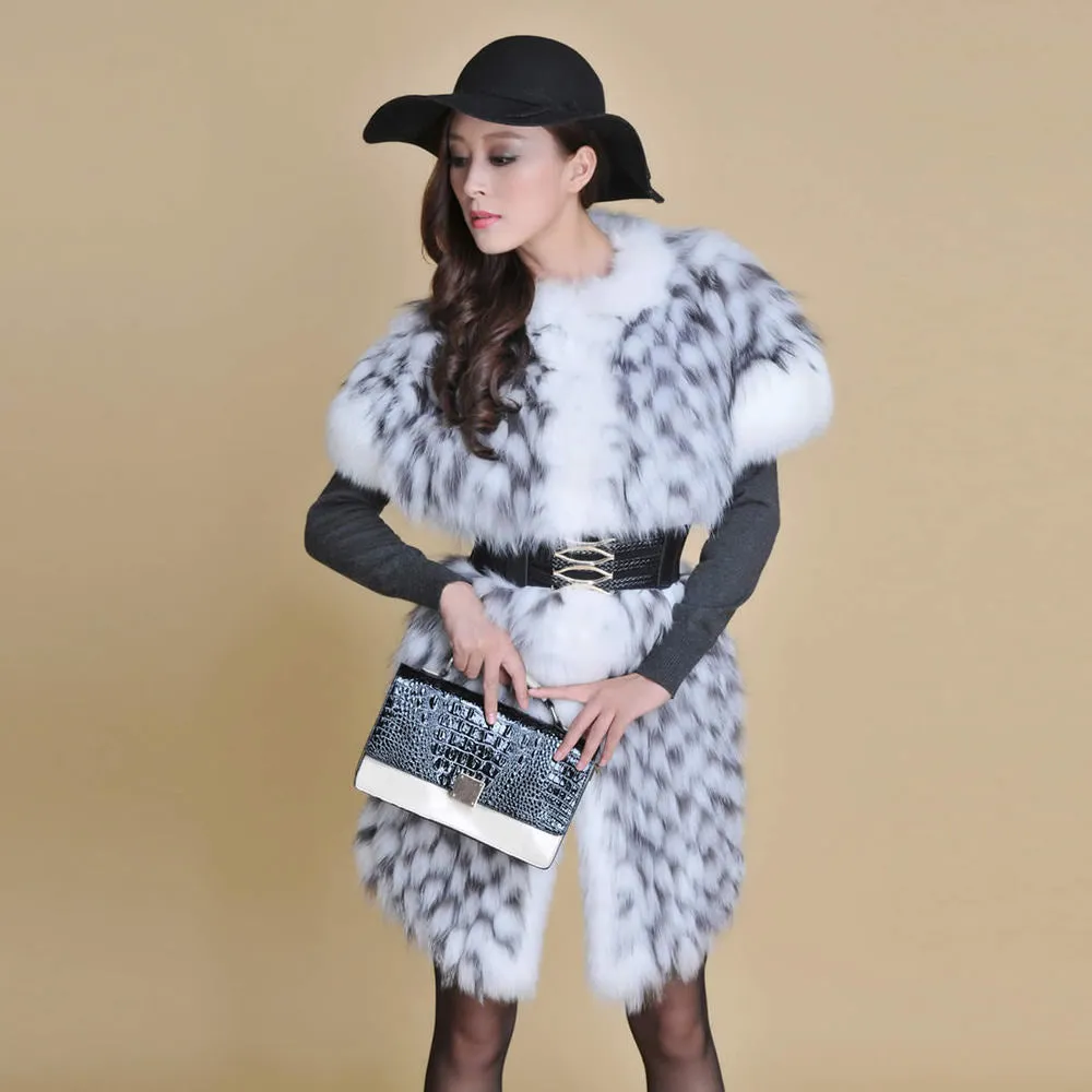 Natural Fox Fur Coat Overcoat Vest Jacket Womens' Dress Ladies' Top Dress