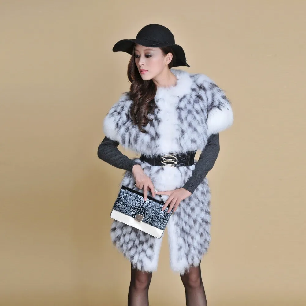 Natural Fox Fur Coat Overcoat Vest Jacket Womens' Dress Ladies' Top Dress