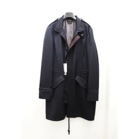 Navy Blue Wool Twill Fishtail Parka