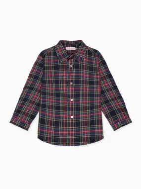 Navy Tartan Nico Long Sleeve Boy Shirt