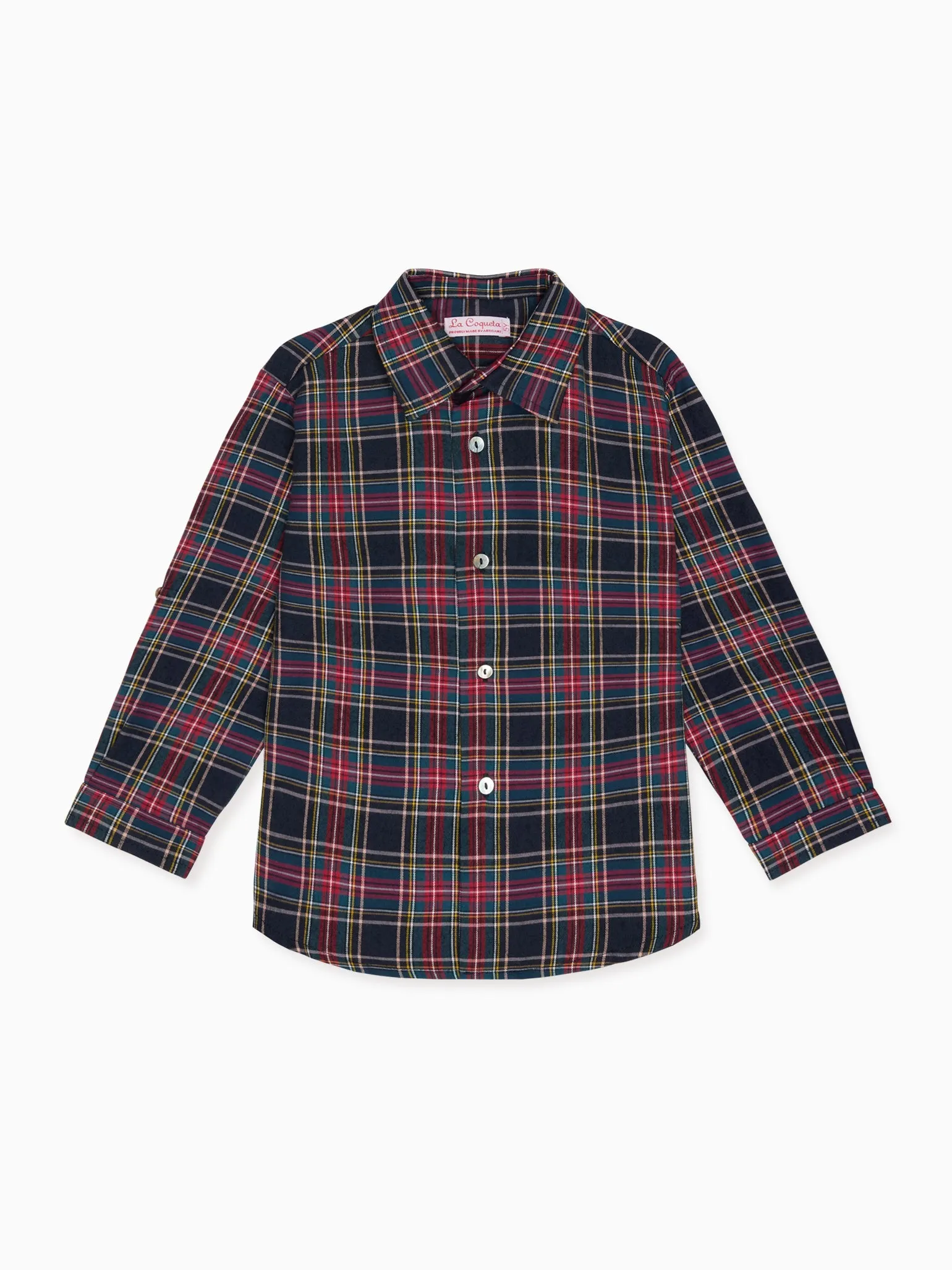 Navy Tartan Nico Long Sleeve Boy Shirt