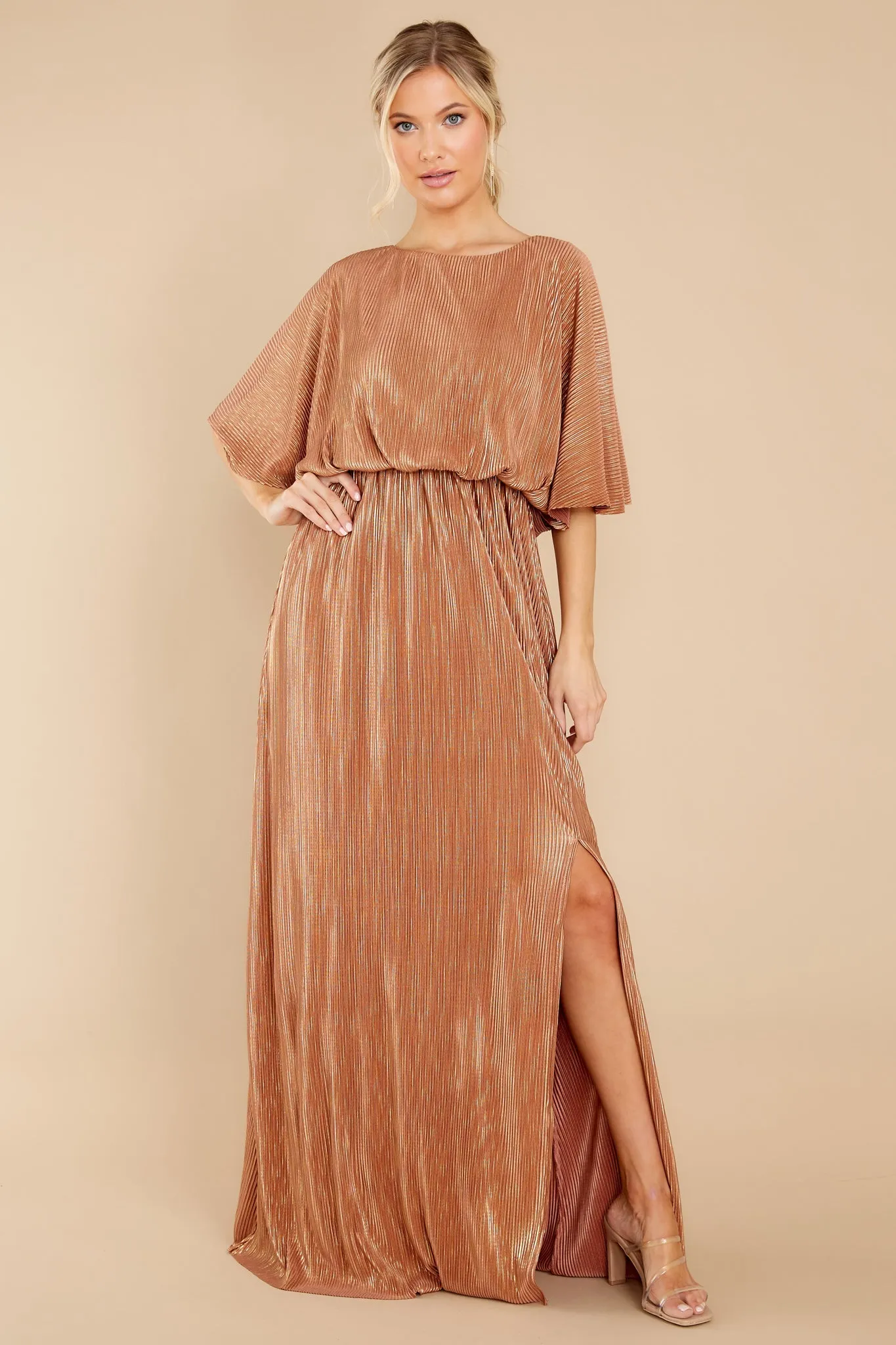 Night Of Elegance Bronze Maxi Dress