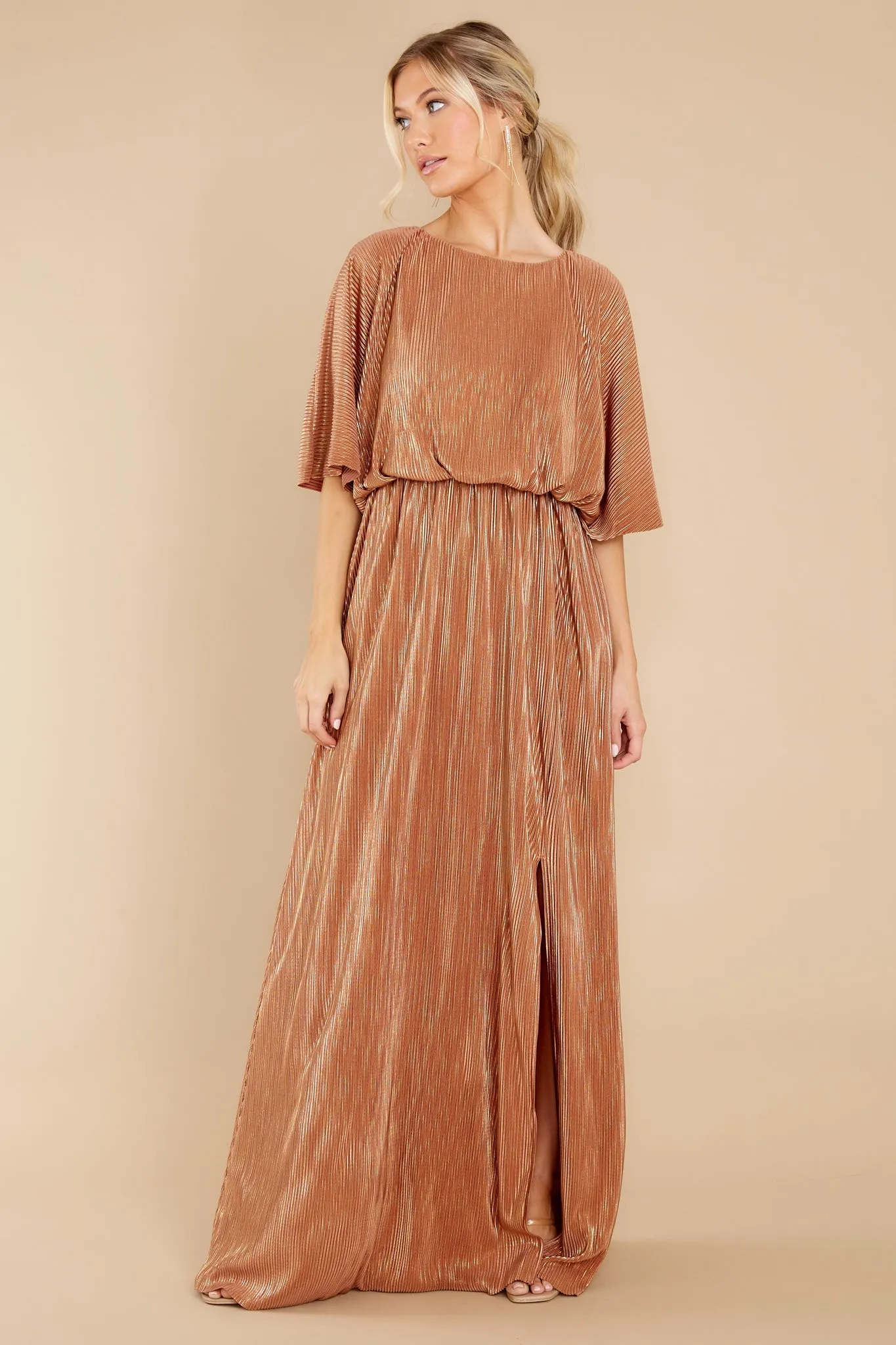 Night Of Elegance Bronze Maxi Dress