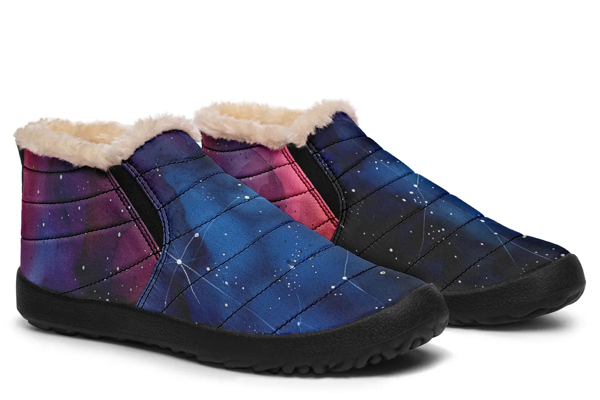 Night Winter Sneakers - Warm & Easy Slip-On Shoes Lined with Vegan Wool with Anti-Slip Soles