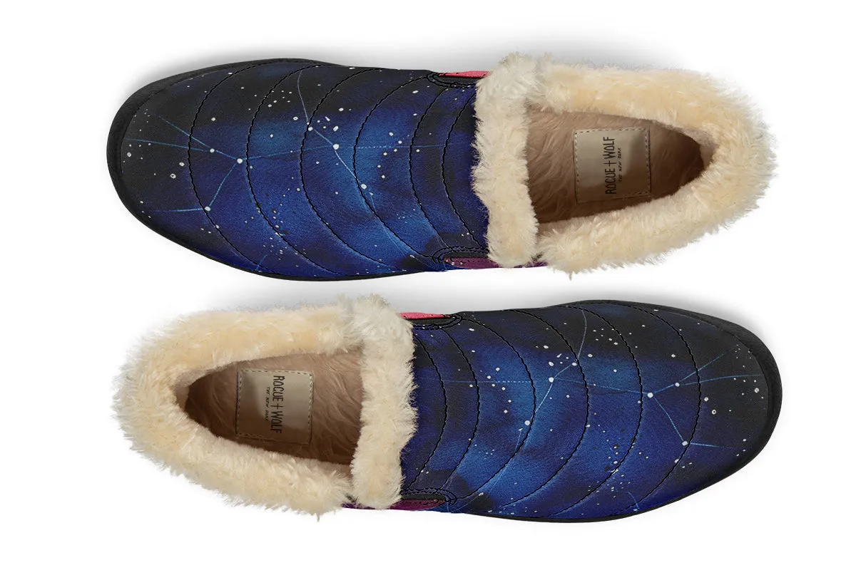 Night Winter Sneakers - Warm & Easy Slip-On Shoes Lined with Vegan Wool with Anti-Slip Soles